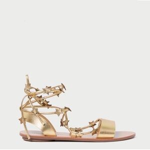 Loeffler Randall Gold Leather Star Sandals